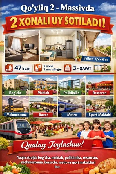 Qo'yliq 2 xonali kvartira