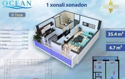 1-комнатная квартира в Юнусабаде, 16 квартал