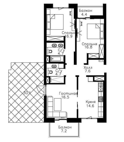 Продается 3/11/14 100м2 в ЖК Oz Mahal, ор-р: Катта Дархан