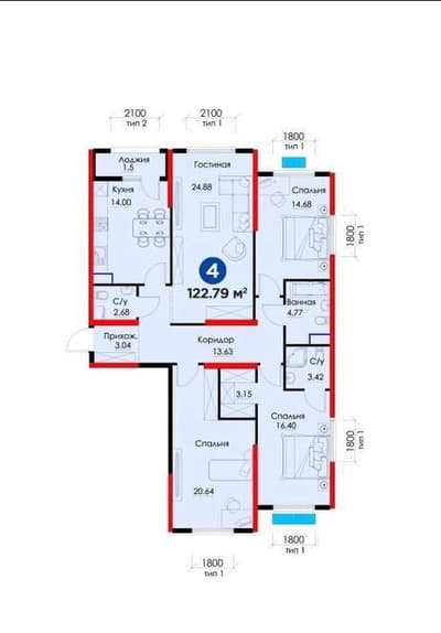 Nrg BI Zamon 4/5/12 площадь 123 м² (СТРОИТСЯ)  метро Янгиабад, коробка